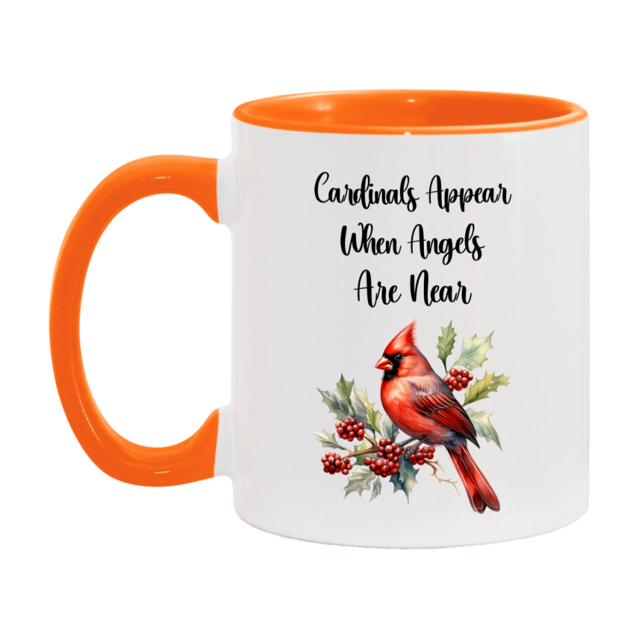 Red Cardinal Mug – "Cardinals Appear When Angels Are Near," 11oz or 15oz Ceramic Christmas Coffee Mug Gift for Cardinal Lovers