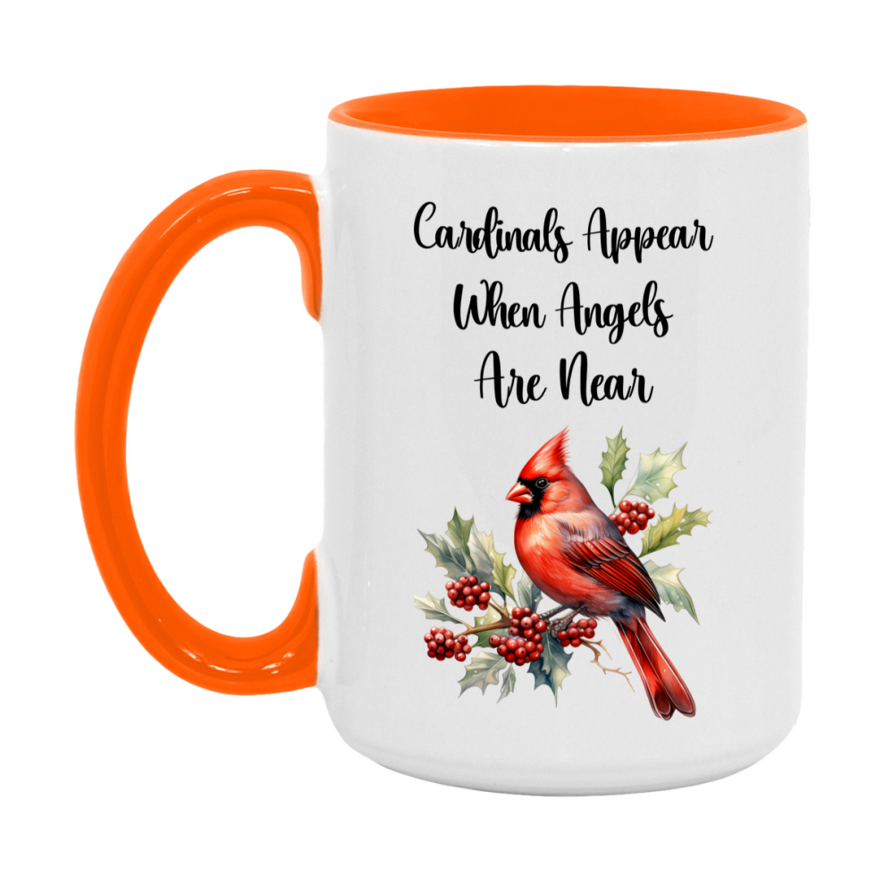 Red Cardinal Mug – "Cardinals Appear When Angels Are Near," 11oz or 15oz Ceramic Christmas Coffee Mug Gift for Cardinal Lovers