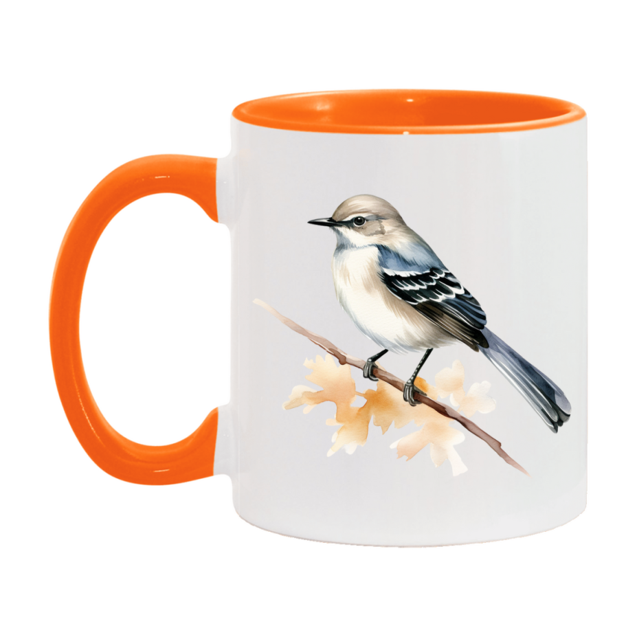 Bird Watching Mug, Mockingbird Song Bird Mug, 11oz or 15oz White Ceramic Coffee Mug Gift for Bird Watchers
