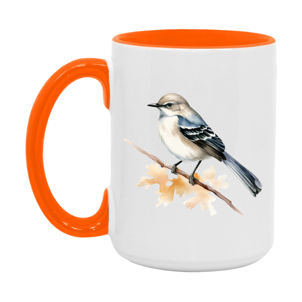 Bird Watching Mug, Mockingbird Song Bird Mug, 11oz or 15oz White Ceramic Coffee Mug Gift for Bird Watchers
