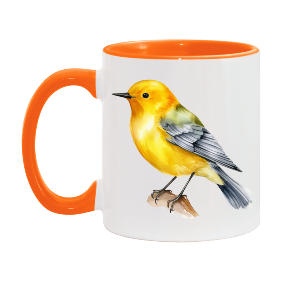 Bird Watching Mug, Prothonotary Warbler Song Bird Mug, 11oz or 15oz White Ceramic Coffee Mug Gift for Bird Watchers