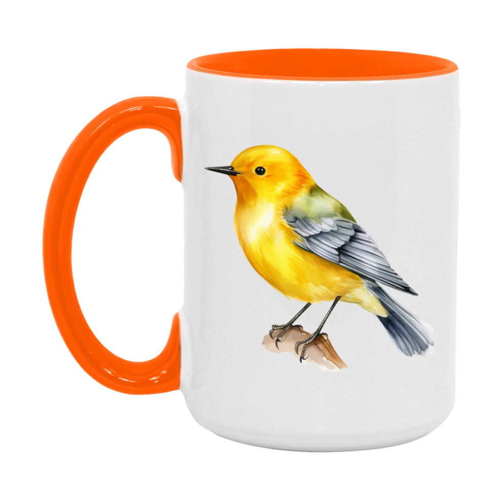 Bird Watching Mug, Prothonotary Warbler Song Bird Mug, 11oz or 15oz White Ceramic Coffee Mug Gift for Bird Watchers