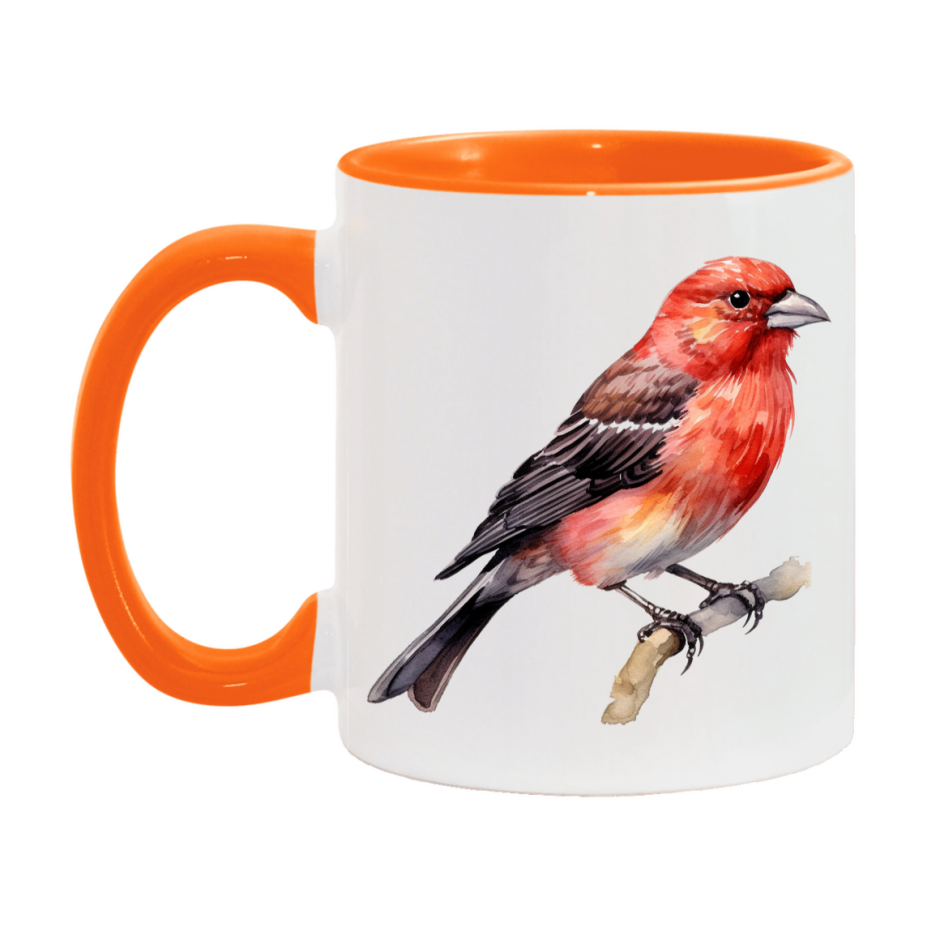 Bird Watching Mug, Red Crossbill Song Bird Mug, 11oz or 15oz White Ceramic Coffee Mug Gift for Bird Watchers