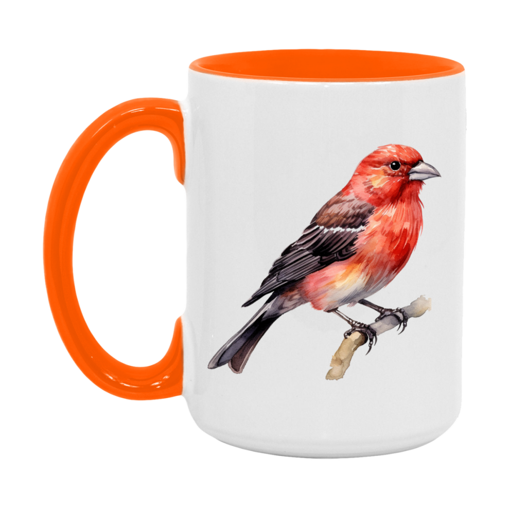 Bird Watching Mug, Red Crossbill Song Bird Mug, 11oz or 15oz White Ceramic Coffee Mug Gift for Bird Watchers