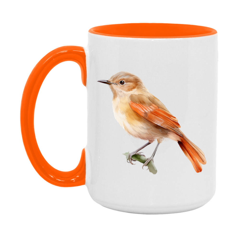 Bird Watching Mug, Rufous Hornero Song Bird Mug, 11oz or 15oz White Ceramic Coffee Mug Gift for Bird Watchers