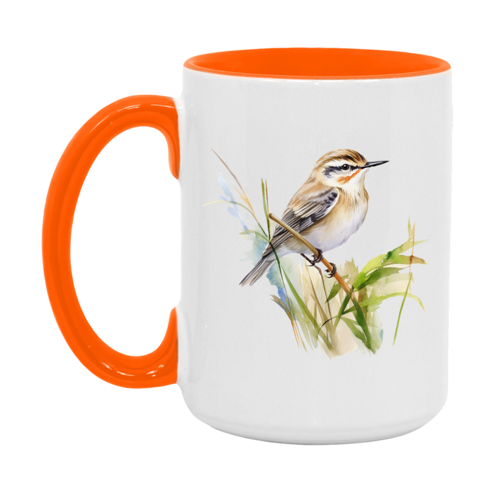 Bird Watching Mug, Sedge Warbler Song Bird Mug, 11oz or 15oz White Ceramic Coffee Mug Gift for Bird Watchers