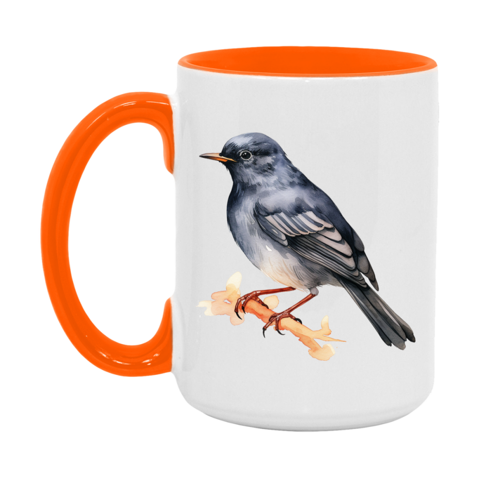 Bird Watching Mug, Slaty Backed Nightingale Thrush Song Bird Mug, 11oz or 15oz White Ceramic Coffee Mug Gift for Bird Watchers