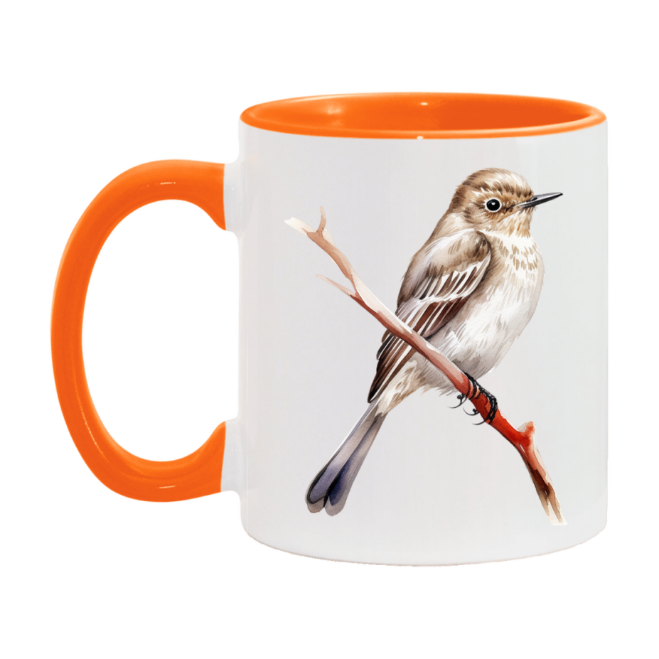 Bird Watching Mug, Spotted Flycatcher Song Bird Mug, 11oz or 15oz White Ceramic Coffee Mug Gift for Bird Watchers
