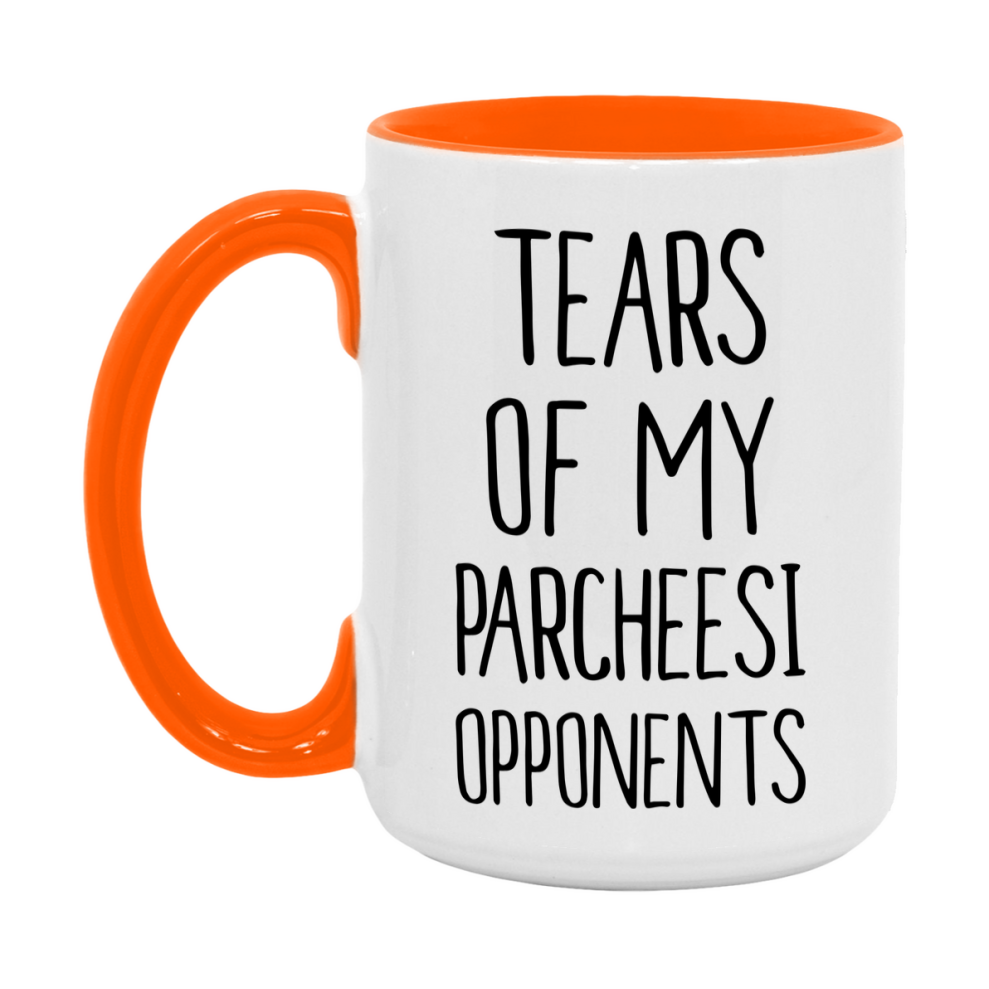 Funny Board Game Mug, Tears of My Parcheesi Opponents, 11oz or 15oz Ceramic White Coffee Cup