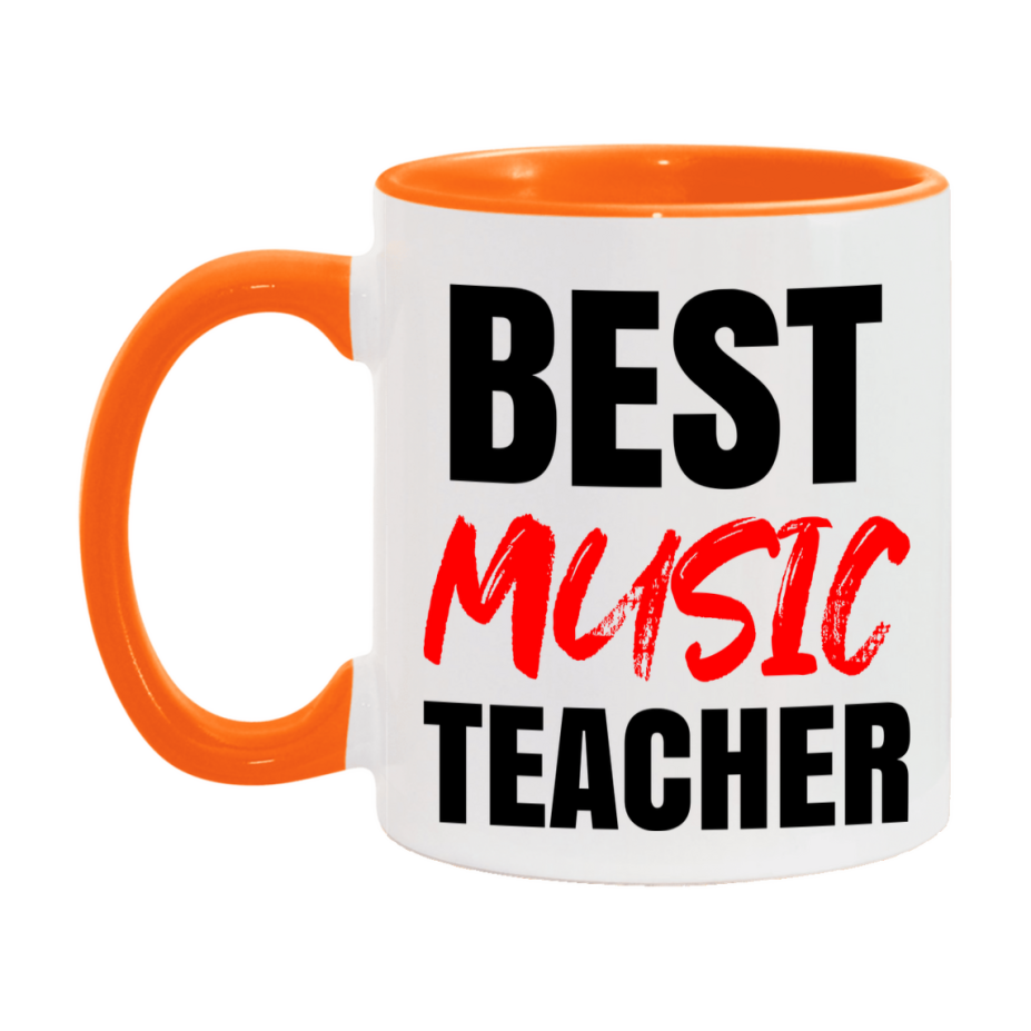 Teacher Superlative Mug, Best Music Teacher Gift, 11oz or 15oz White Ceramic Coffee Cup for Music Teacher