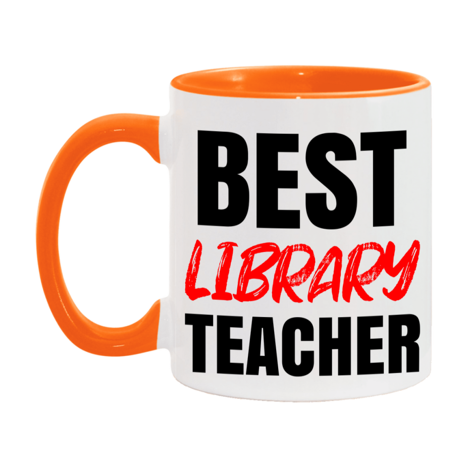 Teacher Superlative Mug, Best Library Teacher Gift, 11oz or 15oz White Ceramic Coffee Cup for Library Teacher