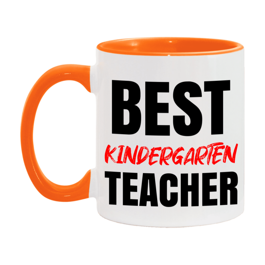 Teacher Superlative Mug, Best Kindergarten Teacher Gift, 11oz or 15oz White Ceramic Coffee Cup for Kindergarten Teacher