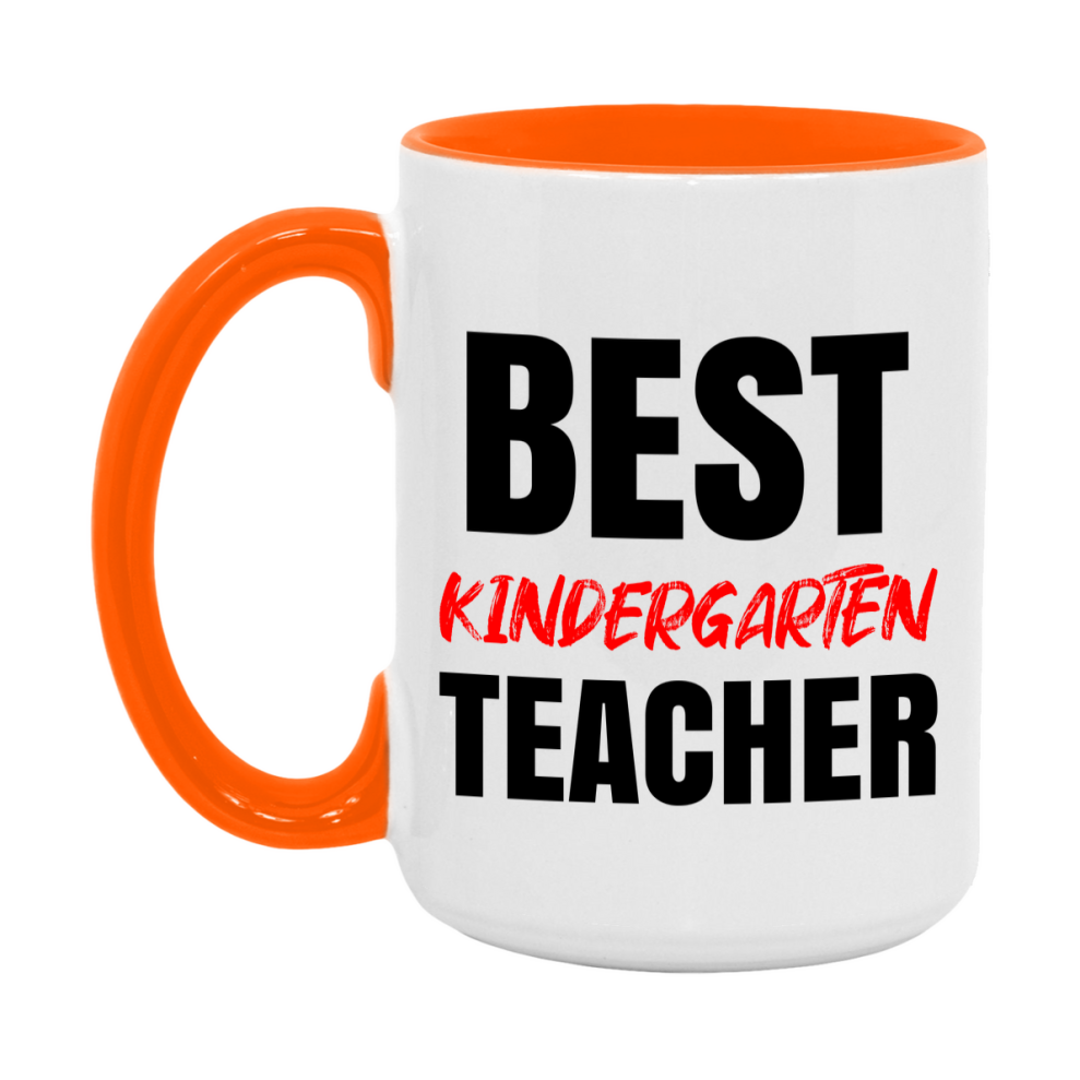 Teacher Superlative Mug, Best Kindergarten Teacher Gift, 11oz or 15oz White Ceramic Coffee Cup for Kindergarten Teacher
