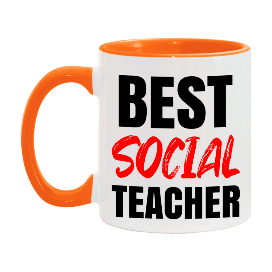 Teacher Superlative Mug, Best Social Teacher Gift, 11oz or 15oz White Ceramic Coffee Cup for Social Teacher