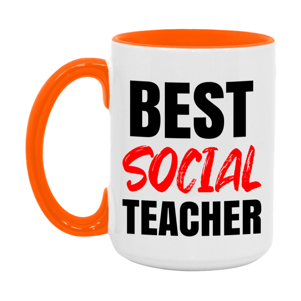 Teacher Superlative Mug, Best Social Teacher Gift, 11oz or 15oz White Ceramic Coffee Cup for Social Teacher