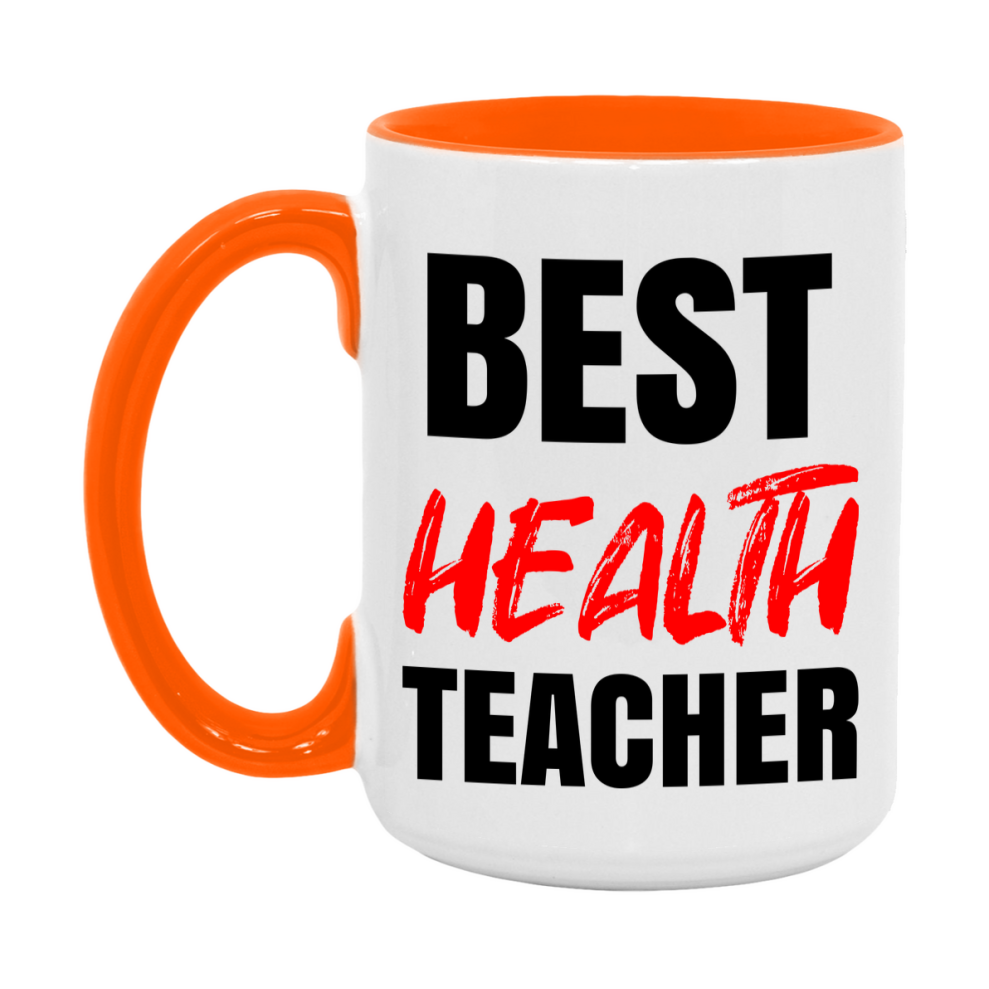Teacher Superlative Mug, Best Health Teacher Gift, 11oz or 15oz White Ceramic Coffee Cup for Health Teacher