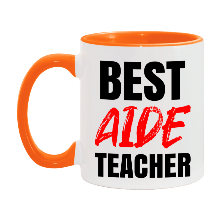 Teacher Superlative Mug, Best Aide Teacher Gift, 11oz or 15oz White Ceramic Coffee Cup for Aide Teacher