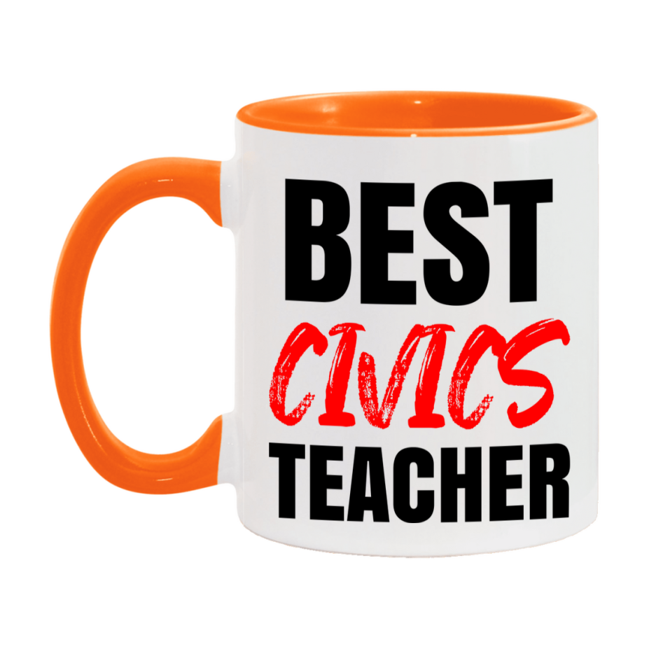 Teacher Superlative Mug, Best Civics Teacher Gift, 11oz or 15oz White Ceramic Coffee Cup for Civics Teacher