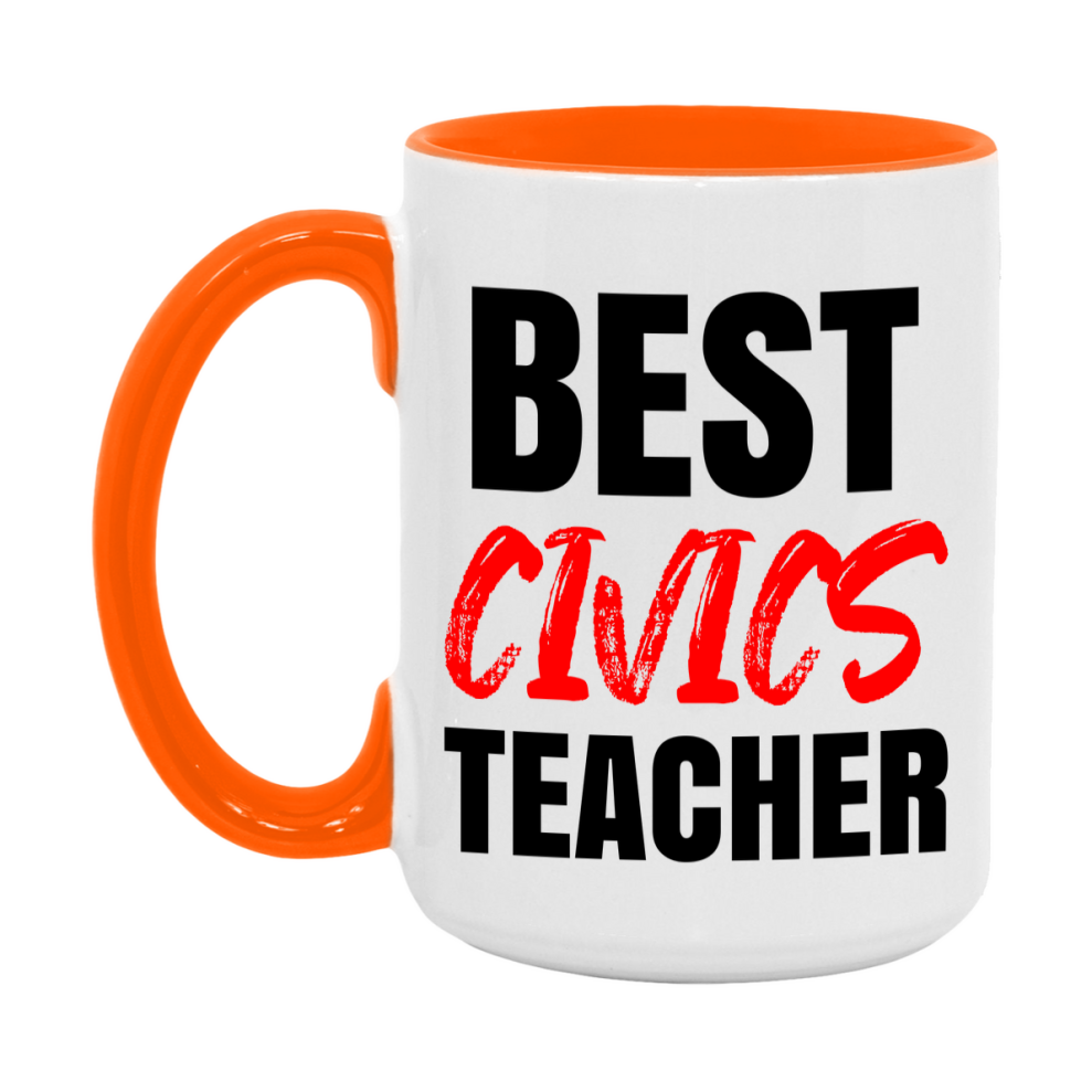 Teacher Superlative Mug, Best Civics Teacher Gift, 11oz or 15oz White Ceramic Coffee Cup for Civics Teacher