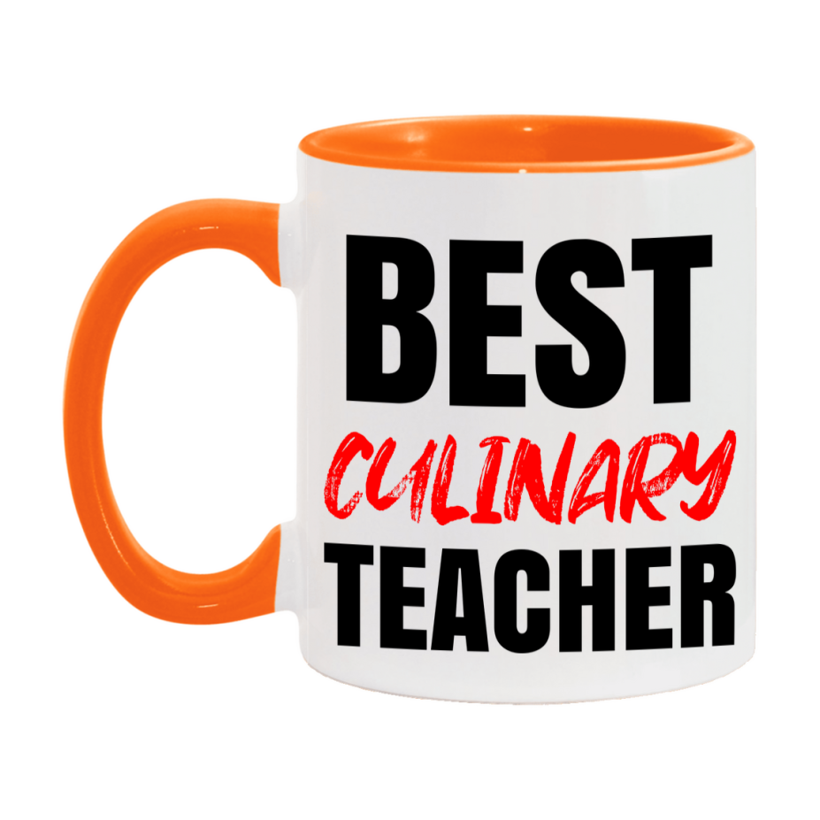Teacher Superlative Mug, Best Culinary Teacher Gift, 11oz or 15oz White Ceramic Coffee Cup for Culinary Teacher