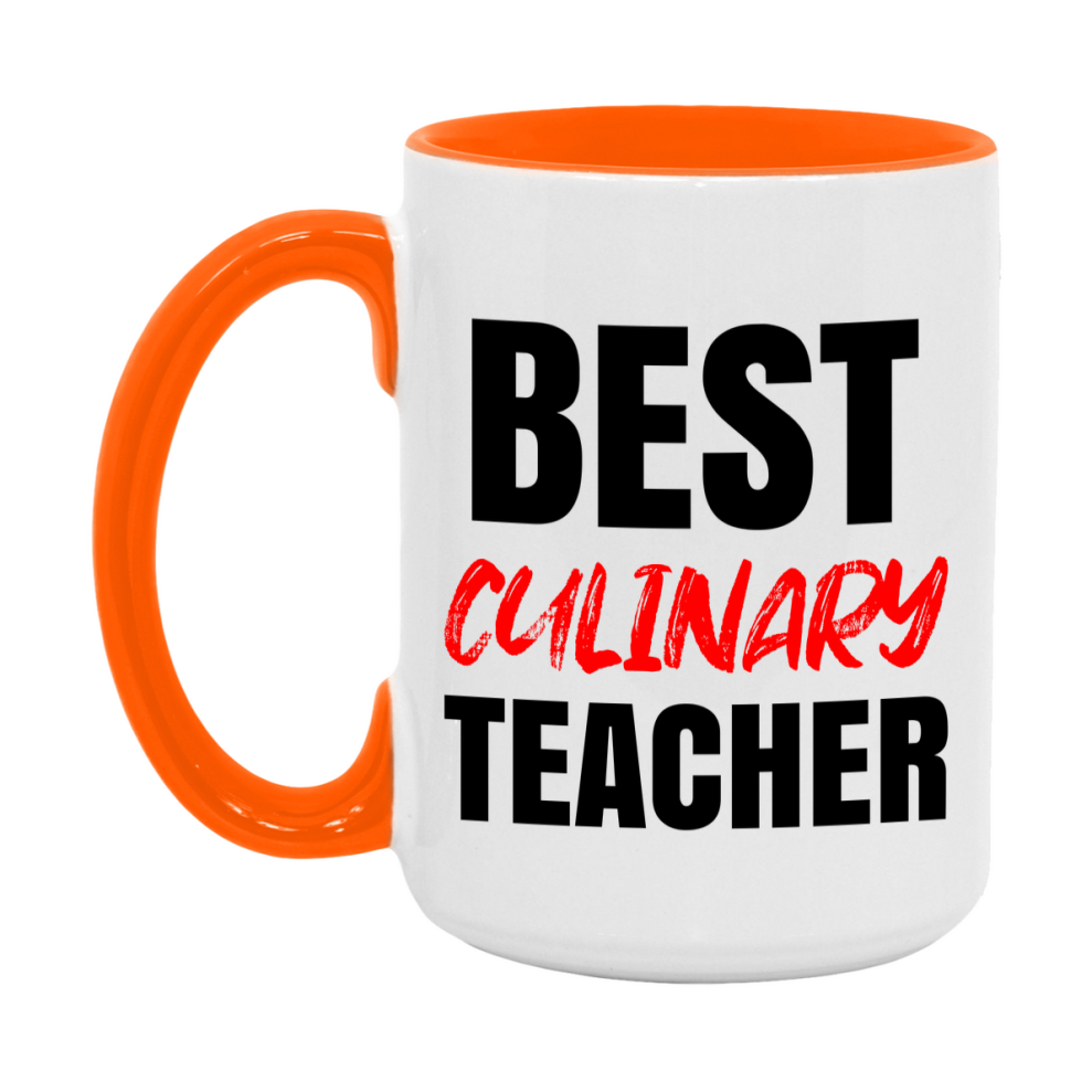 Teacher Superlative Mug, Best Culinary Teacher Gift, 11oz or 15oz White Ceramic Coffee Cup for Culinary Teacher