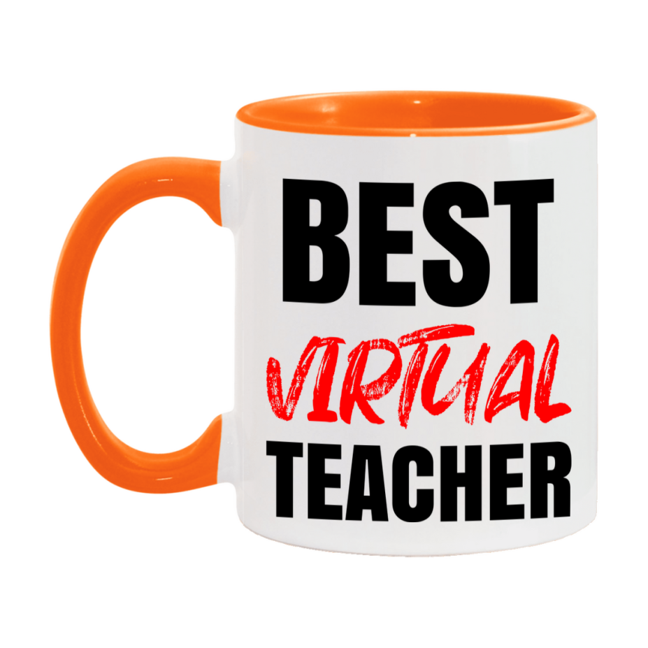 Teacher Superlative Mug, Best Virtual Teacher Gift, 11oz or 15oz White Ceramic Coffee Cup for Virtual Teacher