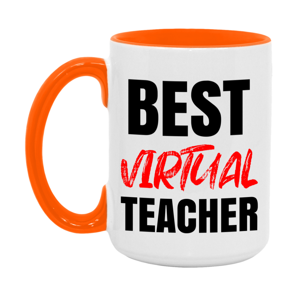 Teacher Superlative Mug, Best Virtual Teacher Gift, 11oz or 15oz White Ceramic Coffee Cup for Virtual Teacher