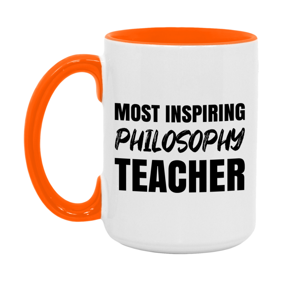 Teacher Superlative Mug, Most Inspiring Philosophy Teacher Gift, 11oz or 15oz White Ceramic Coffee Cup, Gift for Philosophy Teacher