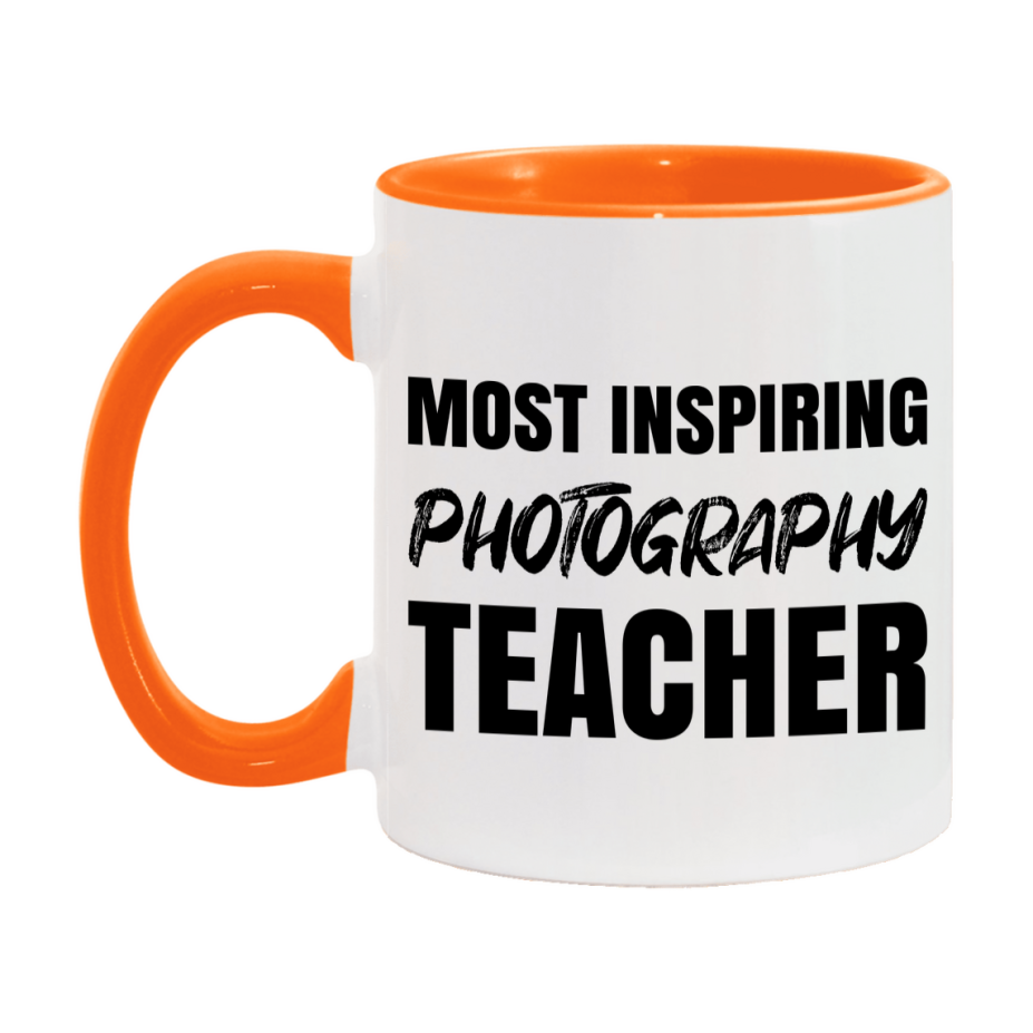 Teacher Superlative Mug, Most Inspiring Photography Teacher Gift, 11oz or 15oz White Ceramic Coffee Cup, Gift for Photography Teacher