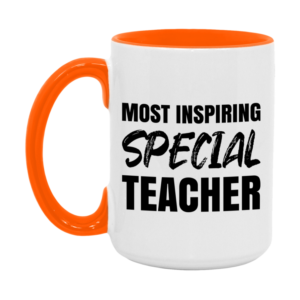 Teacher Superlative Mug, Most Inspiring Special Teacher Gift, 11oz or 15oz White Ceramic Coffee Cup, Gift for Special Teacher