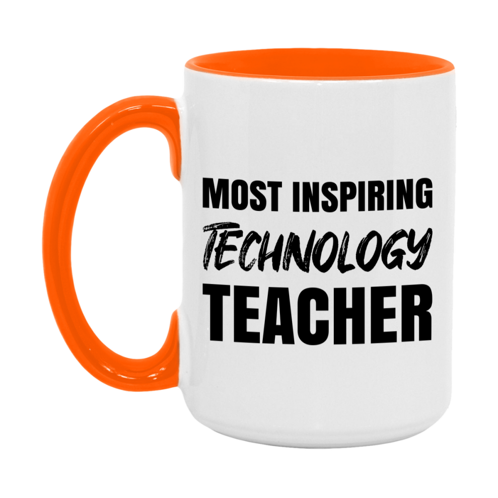 Teacher Superlative Mug, Most Inspiring Technology Teacher Gift, 11oz or 15oz White Ceramic Coffee Cup, Gift for Technology Teacher