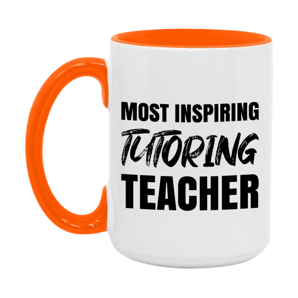 Teacher Superlative Mug, Most Inspiring Tutoring Teacher Gift, 11oz or 15oz White Ceramic Coffee Cup, Gift for Tutoring Teacher