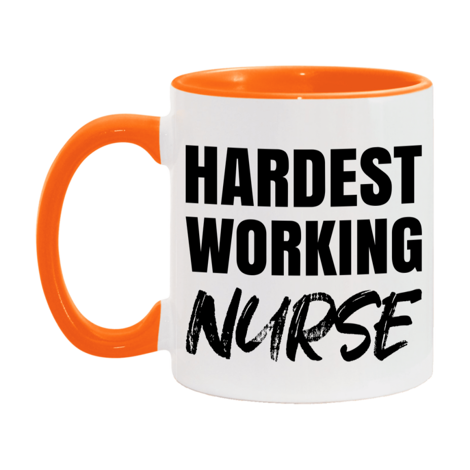 Nurse Superlative Mug, Hardest Working Nurse, 11oz or 15oz Ceramic Coffee Mug, Double-Sided Cup, Gift for Nurse, Coworker Gift, Boss Gift