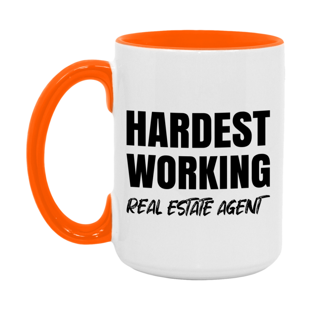Real Estate Agent Superlative Mug, Hardest Working Real Estate Agent, 11oz or 15oz Ceramic Coffee Mug, Double-Sided Cup, Gift for Real Estate Agent, Coworker Gift, Boss Gift