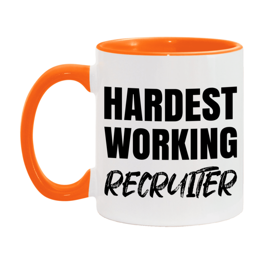 Recruiter Superlative Mug, Hardest Working Recruiter, 11oz or 15oz Ceramic Coffee Mug, Double-Sided Cup, Gift for Recruiter, Coworker Gift, Boss Gift