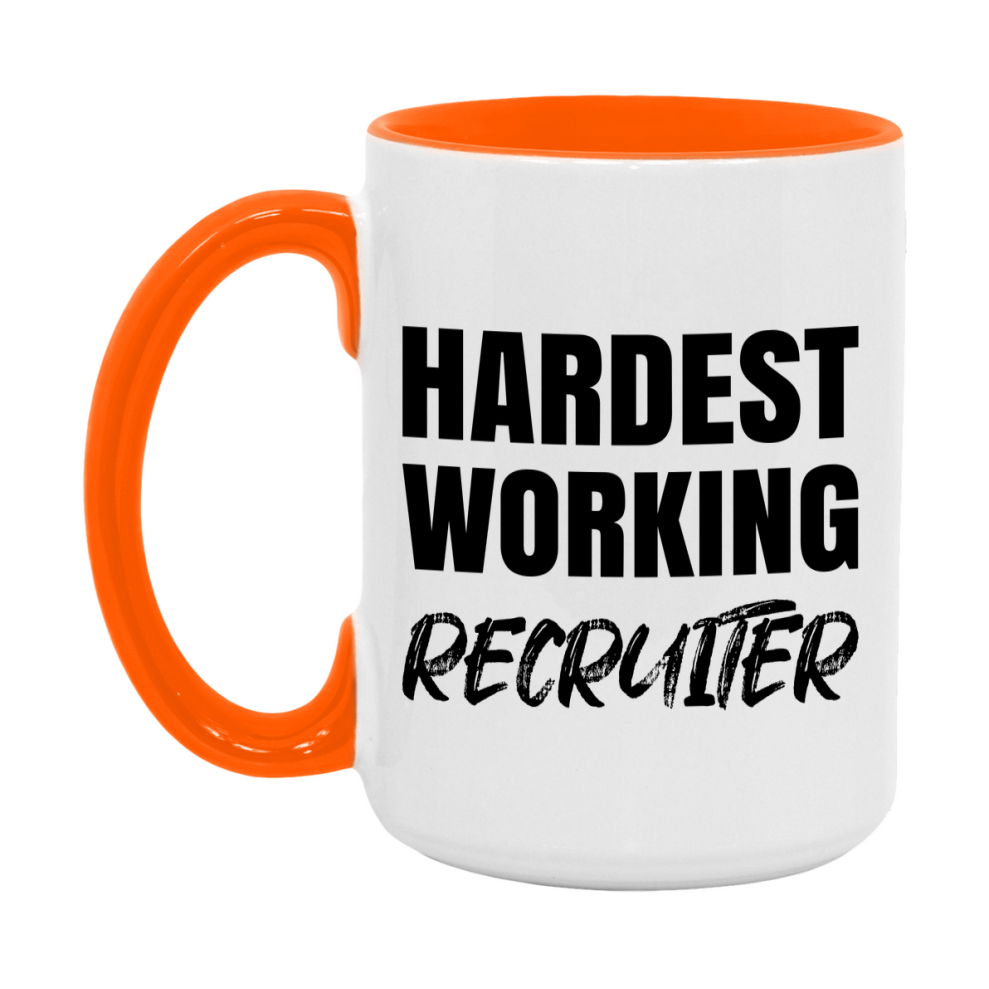 Recruiter Superlative Mug, Hardest Working Recruiter, 11oz or 15oz Ceramic Coffee Mug, Double-Sided Cup, Gift for Recruiter, Coworker Gift, Boss Gift