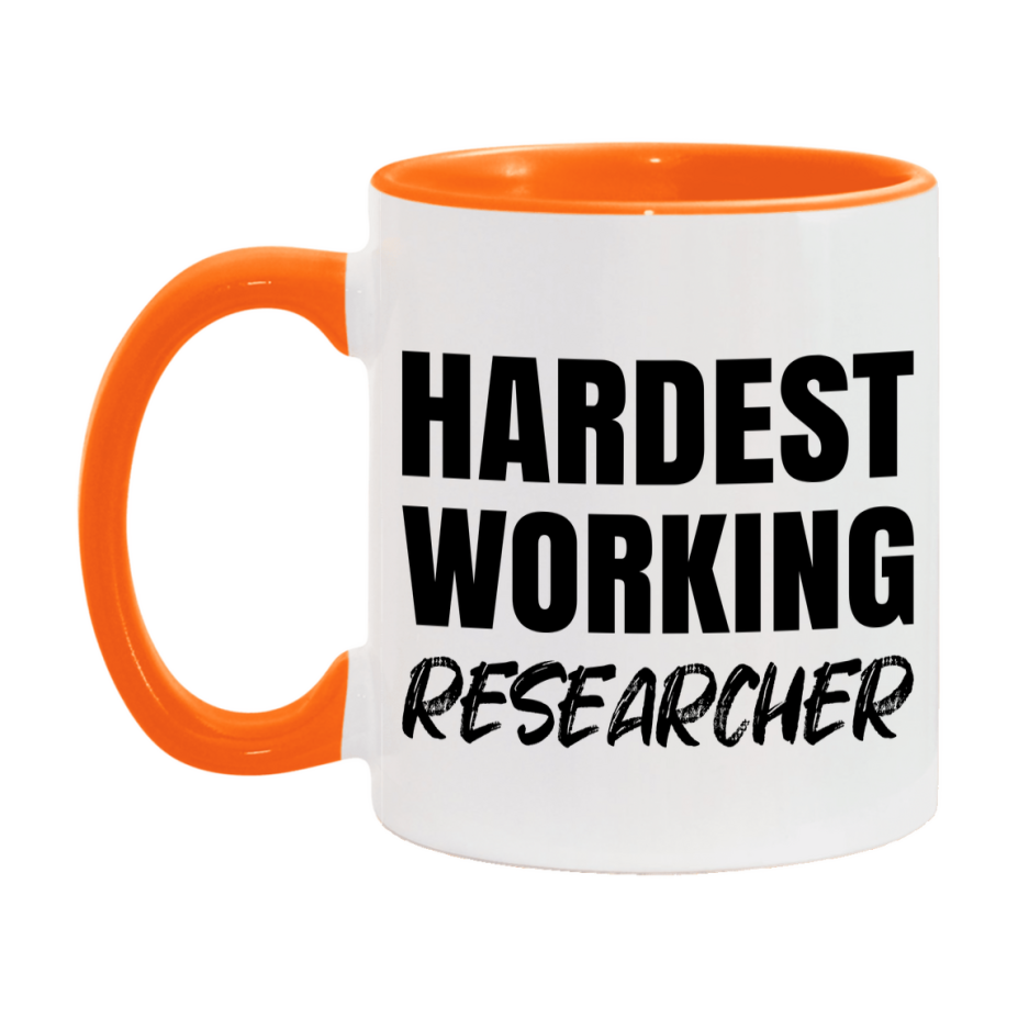 Researcher Superlative Mug, Hardest Working Researcher, 11oz or 15oz Ceramic Coffee Mug, Double-Sided Cup, Gift for Researcher, Coworker Gift, Boss Gift