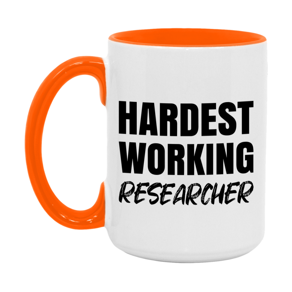 Researcher Superlative Mug, Hardest Working Researcher, 11oz or 15oz Ceramic Coffee Mug, Double-Sided Cup, Gift for Researcher, Coworker Gift, Boss Gift