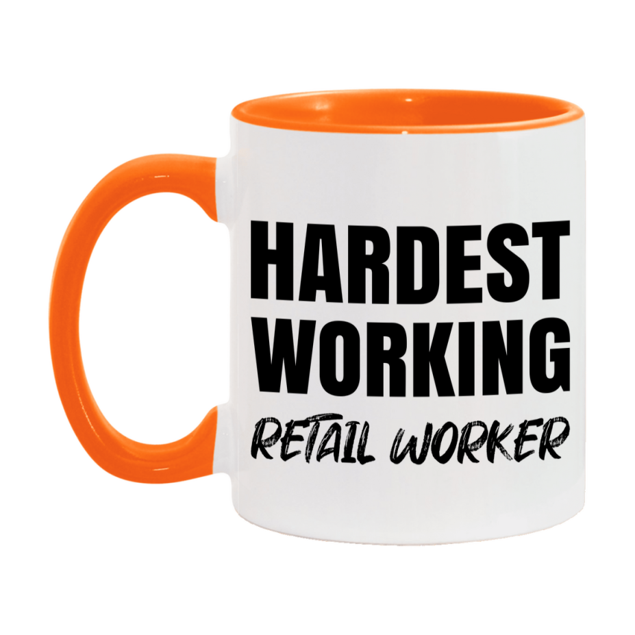 Retail Worker Superlative Mug, Hardest Working Retail Worker, 11oz or 15oz Ceramic Coffee Mug, Double-Sided Cup, Gift for Retail Worker, Coworker Gift, Boss Gift