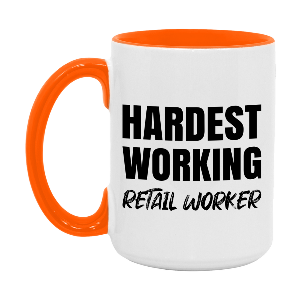 Retail Worker Superlative Mug, Hardest Working Retail Worker, 11oz or 15oz Ceramic Coffee Mug, Double-Sided Cup, Gift for Retail Worker, Coworker Gift, Boss Gift