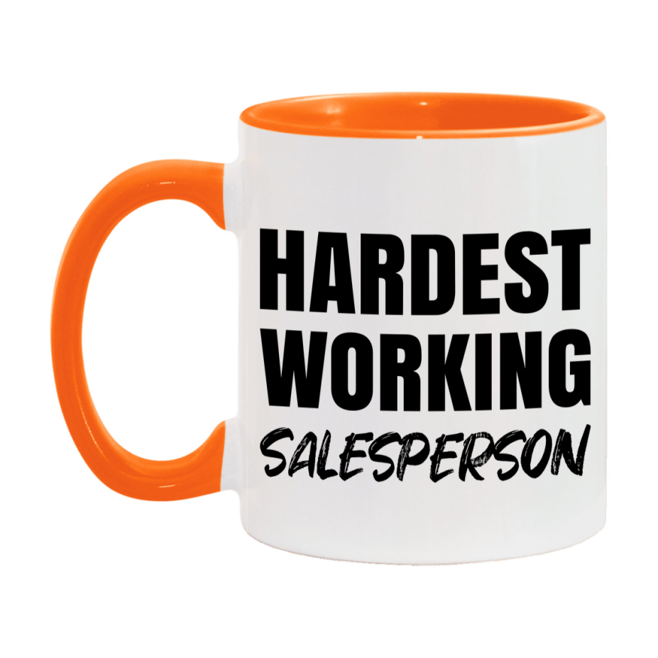 Salesperson Superlative Mug, Hardest Working Salesperson, 11oz or 15oz Ceramic Coffee Mug, Double-Sided Cup, Gift for Salesperson, Coworker Gift, Boss Gift