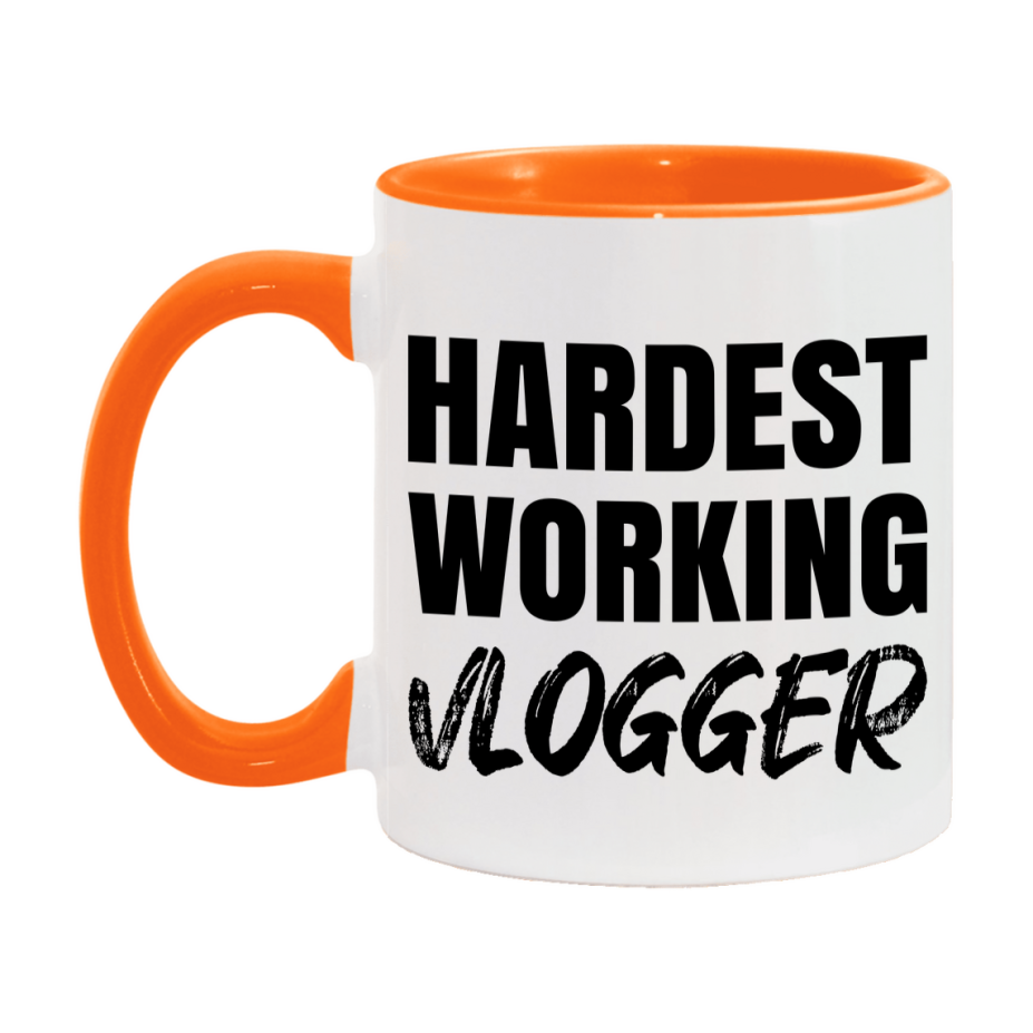 Vlogger Superlative Mug, Hardest Working Vlogger, 11oz or 15oz Ceramic Coffee Mug, Double-Sided Cup, Gift for Vlogger, Coworker Gift, Boss Gift
