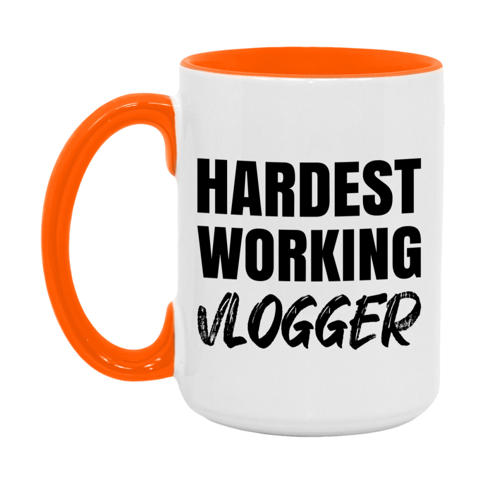 Vlogger Superlative Mug, Hardest Working Vlogger, 11oz or 15oz Ceramic Coffee Mug, Double-Sided Cup, Gift for Vlogger, Coworker Gift, Boss Gift