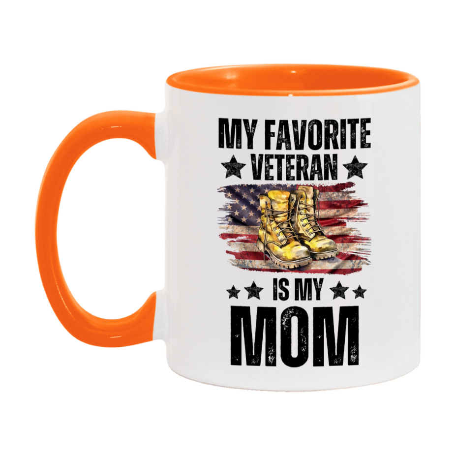 Veteran Gift Mug, My Favorite Veteran Is My Mom, 11oz or 15oz Ceramic Coffee Cup Gift for Mom
