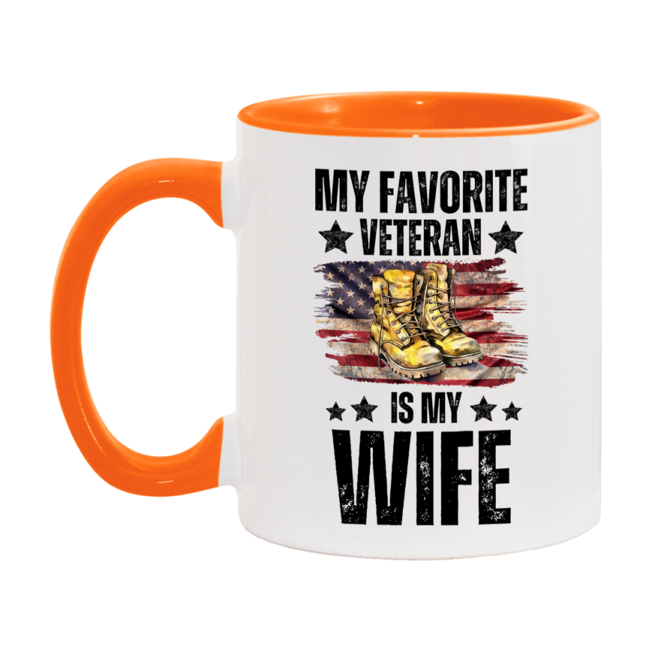 Veteran Gift Mug, My Favorite Veteran Is My Wife, 11oz or 15oz Ceramic Coffee Cup Gift for Wife