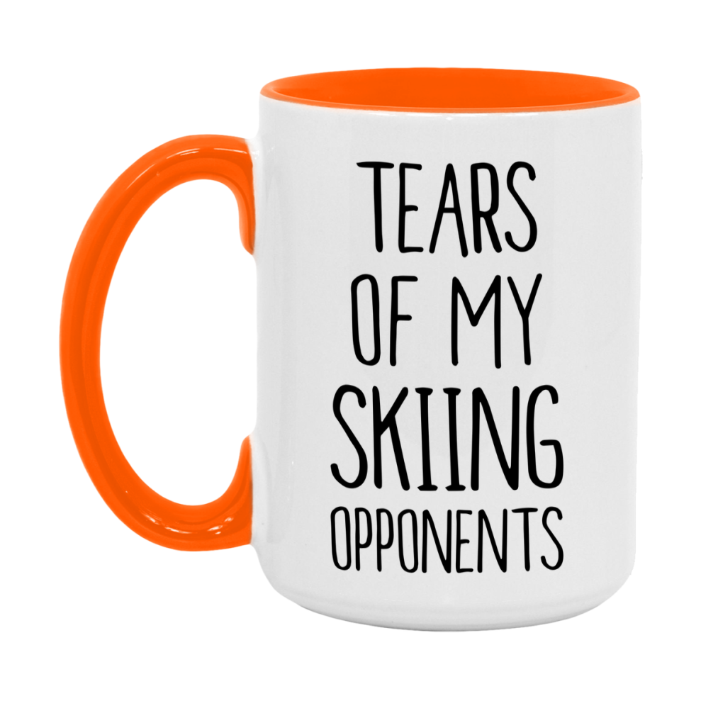 Funny Skiing Mug, Tears Of My Skiing Opponents, 11oz or 15oz White Ceramic Coffee Cup Gift for Skiing Lovers