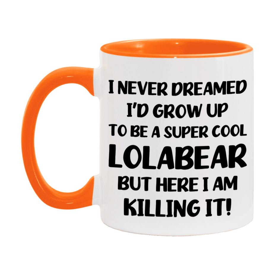 Funny Lolabear Mug - "I Never Dreamed I'd Grow Up To Be A Super Cool Lolabear" - White Ceramic Coffee Cup (11Oz Or 15Oz