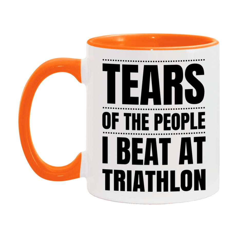 Funny Triathlon Mug - "Tears Of The People I Beat At Triathlon" - 11Oz Or 15Oz Ceramic Coffee Cup