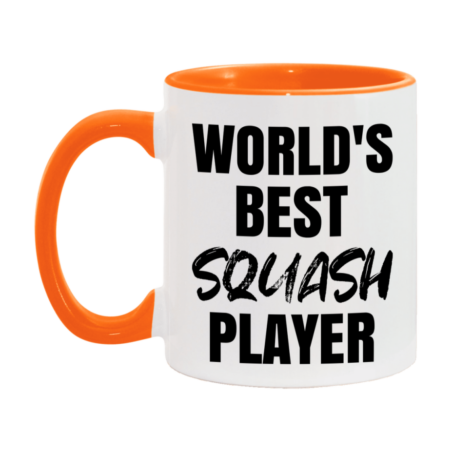 World's Best Squash Player Mug, Double-Sided 11Oz Or 15Oz Coffee Cup