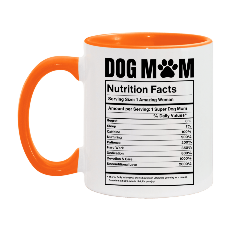 Dog Mom Nutrition Facts Mug, 11Oz Or 15Oz Double-Sided Coffee Cup